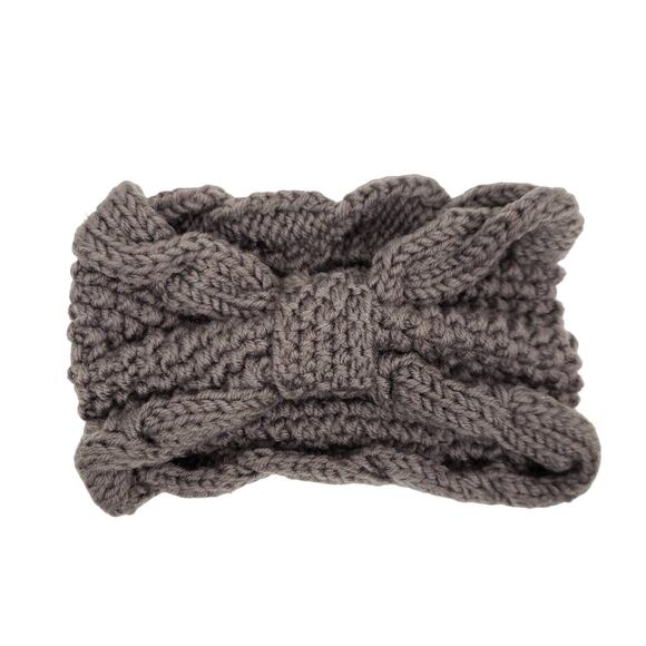 Knit Bow Headband Womens One Size Gray Fall Winter Cute Stylish Cozy Ear Warmer - Picture 3 of 4